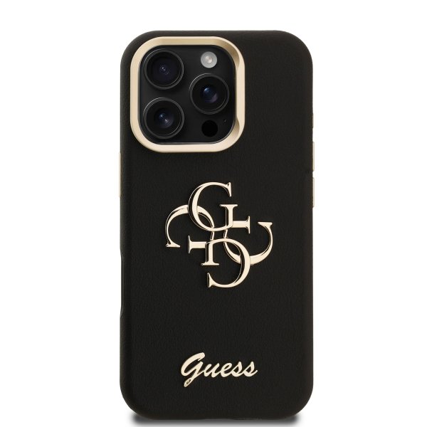 Guess PU Grained 4G Logo Stand Camera Frame Case Чехол для Apple iPhone 16 Pro Max