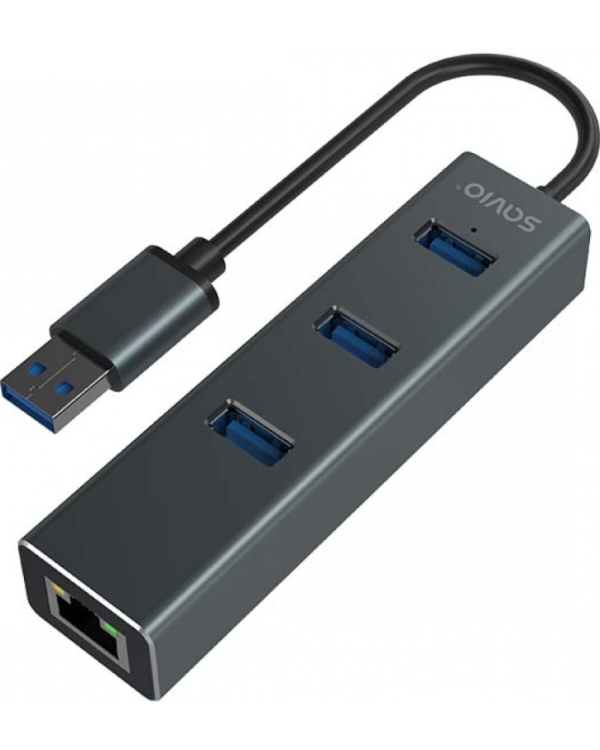 Savio AK-58 USB Hubs 3-port USB-A / 3.1 Gen / RJ-45 Gigabit Ethernet