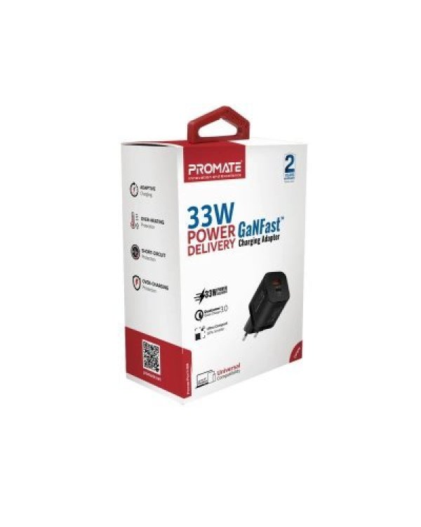 PROMATE PowerPort-33 GaNFast Зарядное устройство 33W / USB-C PD / USB-A