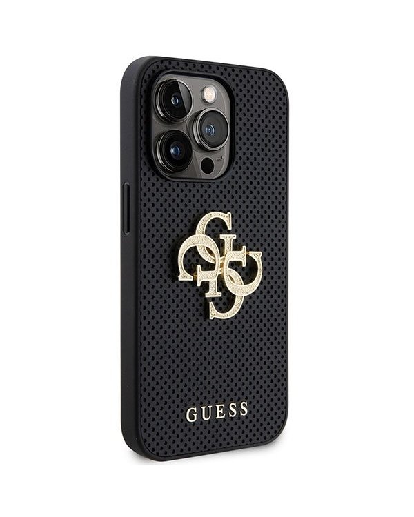 Guess Leather Perforated 4G Glitter Logo Back Case Защитный Чехол для Apple iPhone 15 Pro