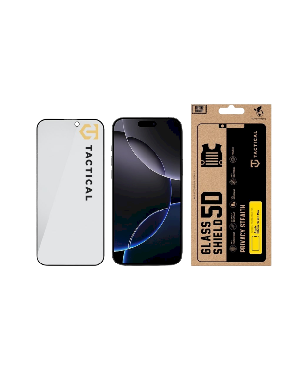 Tactical Glass Shield Privacy Stealth 5D Защитное стекло для Apple iPhone 16 Pro Max / чёрный