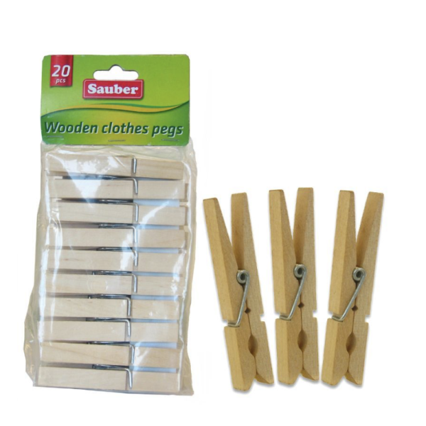 Sauber Прищепки для белья деревянные / 20 шт.
