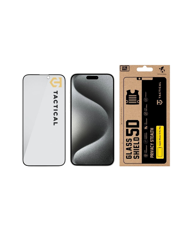 Tactical Glass Shield Privacy Stealth 5D Защитное стекло для Apple iPhone 15 Pro Max / чёрный