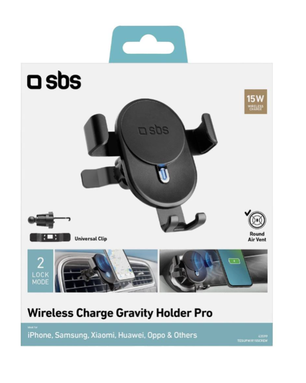 SBS TESUPWIR15SCREW Держатель для смартфона с беспроводной зарядкой 15W