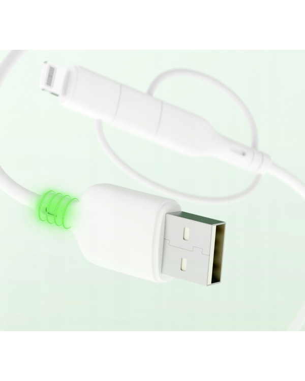 Qualo QRC-CA+M+L-00 Кабель 3in1 USB-C - USB-A / microUSB + USB адаптер / 1.5m / 60W / белый