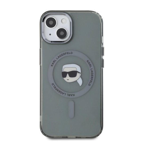 Karl Lagerfeld IML Karl Head Metal Frame MagSafe Защитный чехол для iPhone 15 / чёрный
