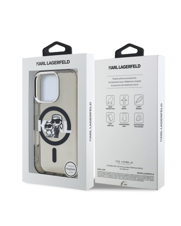 Karl Lagerfeld IML Glitter Karl and Choupette Sketch MagSafe Case Чехол для Apple iPhone 16 Pro Max