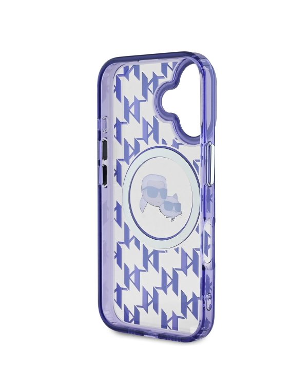 Karl Lagerfeld IML Monogram K&CH Heads MagSafe Case Защитный чехол для iPhone 16 / фиолетовый