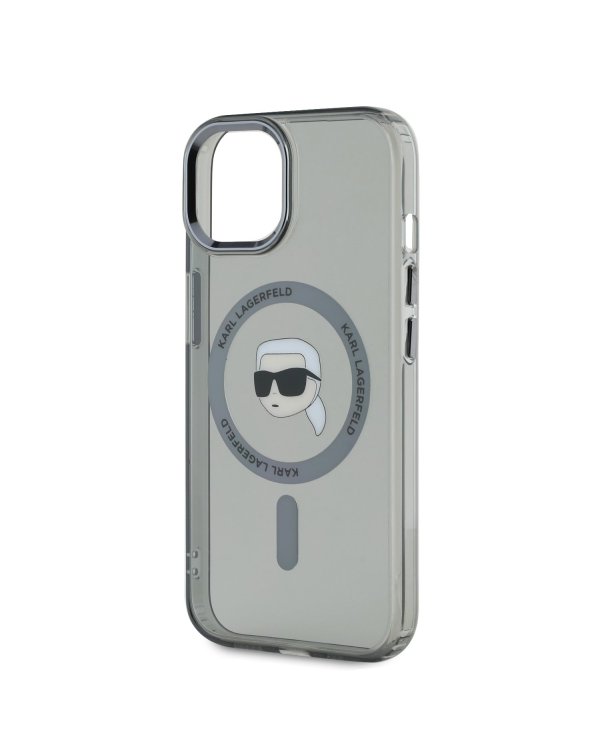 Karl Lagerfeld IML Karl Head Metal Frame MagSafe Защитный чехол для iPhone 15 / чёрный