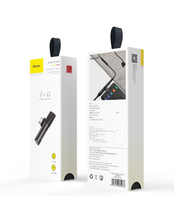 Baseus L41 90° USB-C/USB-C & 3.5mm Jack Adapter (Charge + Music)