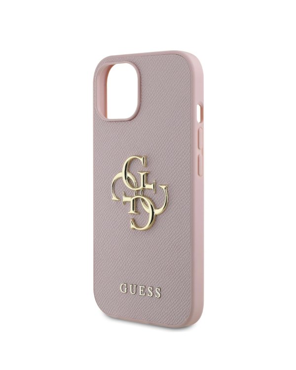 Guess PU Grained 4G Metal Logo Case Чехол для Apple iPhone 15