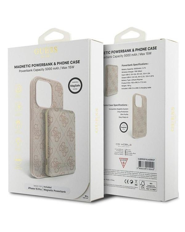 Guess GUBPM5P15L4GEMGP Чехол + Повер Банк для Apple iPhone 15 Pro