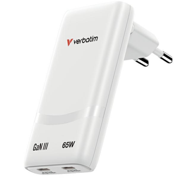 Verbatim Fold n Go Сетевой зарядное устройство USB-C / 65W / белый