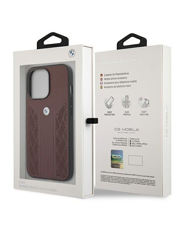 BMW BMHCP13XRSPPR Back Case Кожанный Чехол для телефона Apple iPhone 13 Pro Max