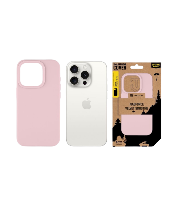 Tactical MagForce Velvet Smoothie Cover Защитный чехол для Apple iPhone 15 Pro / розовый