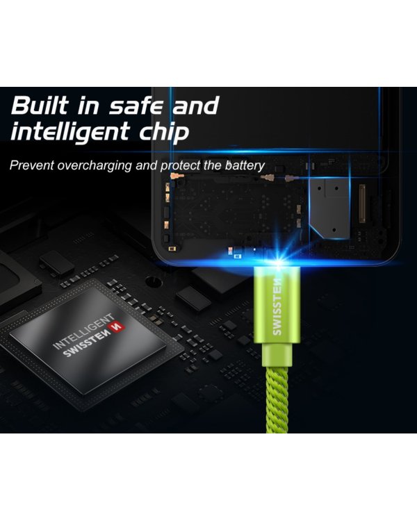 Swissten Textile Универсальный Quick Charge 3.1 USB-C USB Кабель данных 1.2м