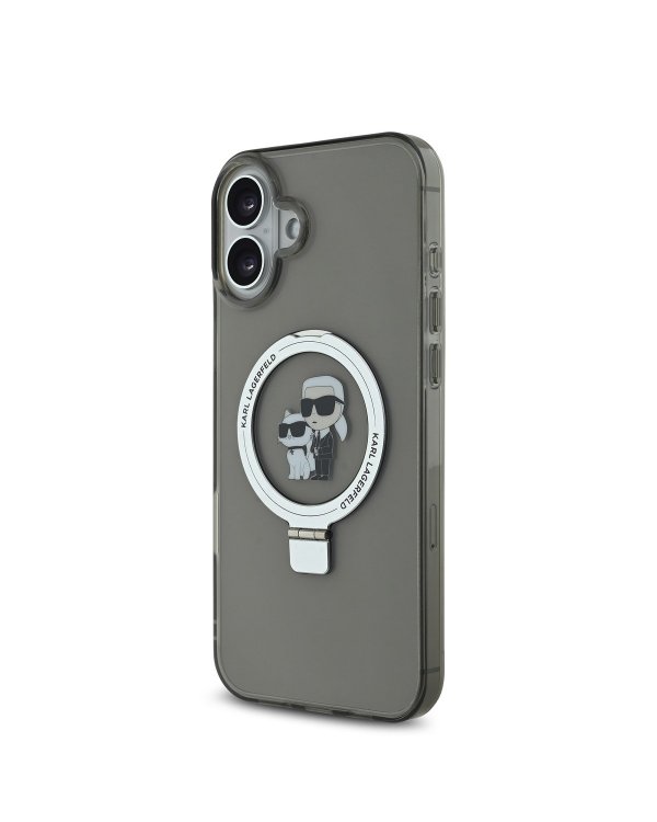 Karl Lagerfeld Ringstand Karl and Choupette MagSafe Case Защитный чехол MagSafe для iPhone 16 / чёрный