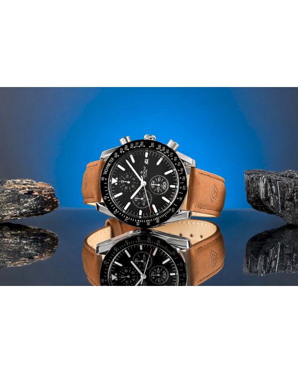 Дополнительное изображение книги «Giewont Chronograph Sapphire Мужские Часы Brown Black Leather 44mm»