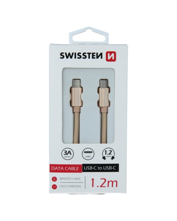 Swissten Textile Fast Charge 3A USB-C / USB-C Кабель для передачи данных и зарядки 1.2m