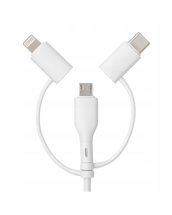 Qualo QRC-CA+M+L-00 Кабель 3in1 USB-C - USB-A / microUSB + USB адаптер / 1.5m / 60W / белый