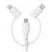 Qualo QRC-CA+M+L-00 Кабель 3in1 USB-C - USB-A / microUSB + USB адаптер / 1.5m / 60W / белый