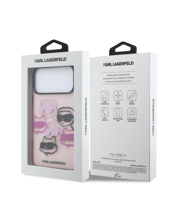 Karl Lagerfeld IML Multi K&CH Heads Защитный чехол для iPhone 17 Pro Max / розовый