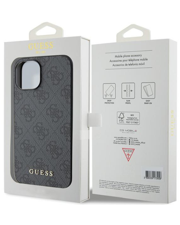 Guess PU 4G Metal Logo Case Защитный Чехол для Apple iPhone 15 Pro Max