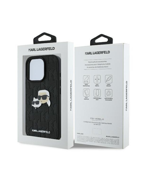 Karl Lagerfeld Monogram Karl&Chaoupette Head Pin Защитный Чехол для Apple iPhone 16 Pro Max