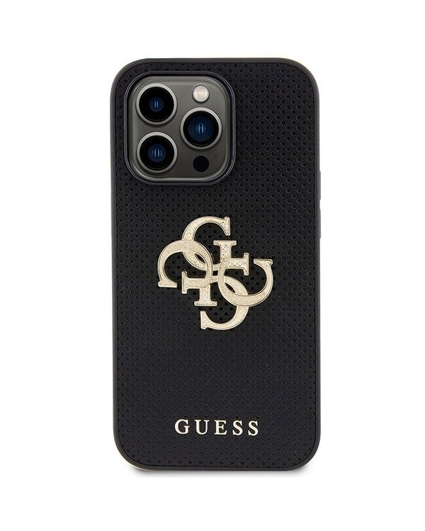 Guess Leather Perforated 4G Glitter Logo Back Case Защитный Чехол для Apple iPhone 15 Pro