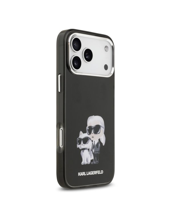 Karl Lagerfeld IML Aquarelle Karl and Choupette Case Защитный чехол для iPhone 17 Pro / чёрный