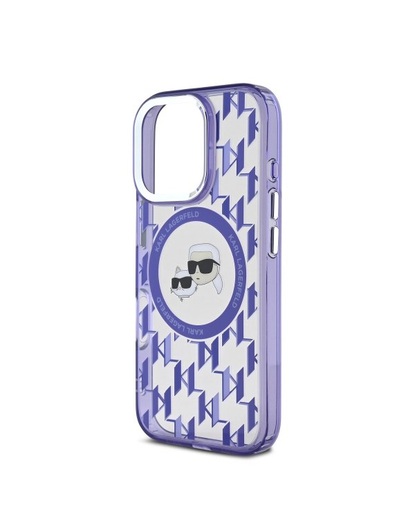 Karl Lagerfeld IML Monogram K&CH Heads MagSafe Case Защитный чехол для iPhone 16 Pro Max / фиолетовый