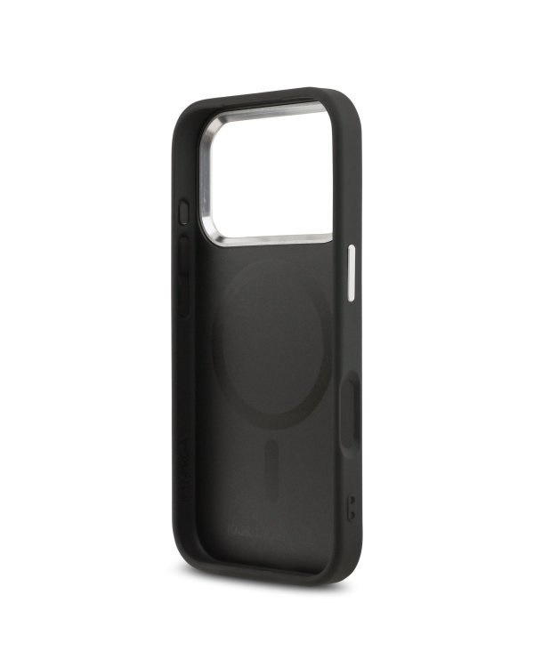 Karl Lagerfeld PU Karl and Choupette Heads Pins MagSafe Case Защитный чехол для iPhone 17 Pro Max / чёрный