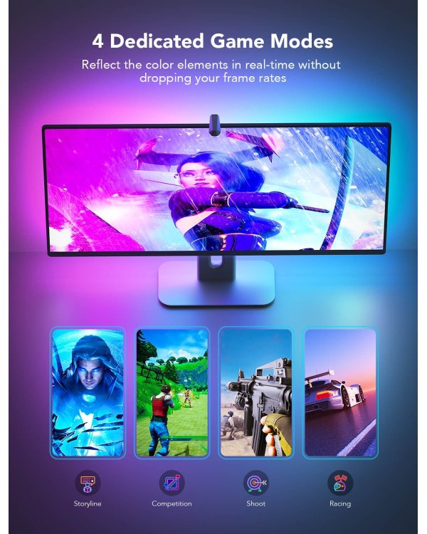 Govee H604B Dreamview G1 Gaming RGBIC Monitor Lightning Bluetooth / Wi-Fi / 24"-32"