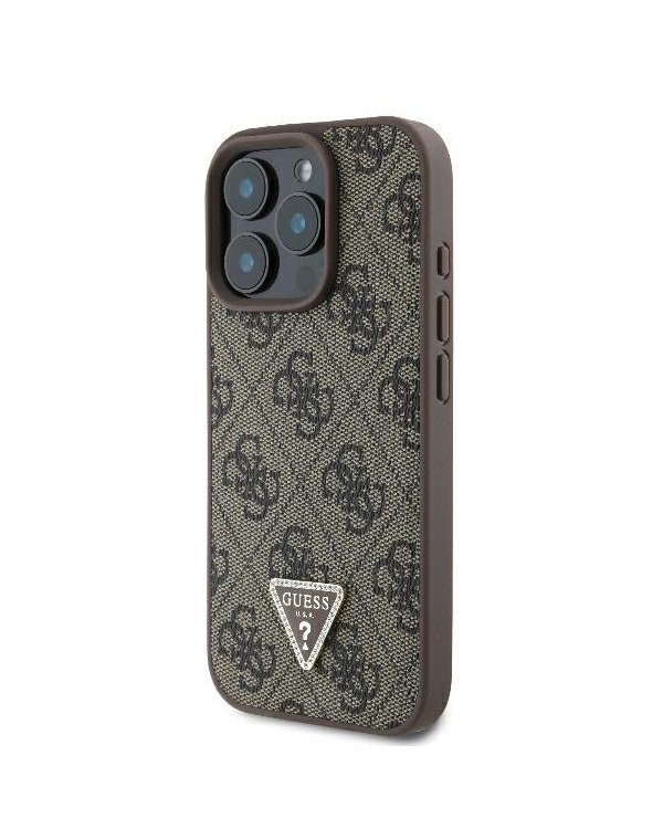 Guess Leather 4G Triangle Strass Защитный Чехол для Apple iPhone 16 Pro Max