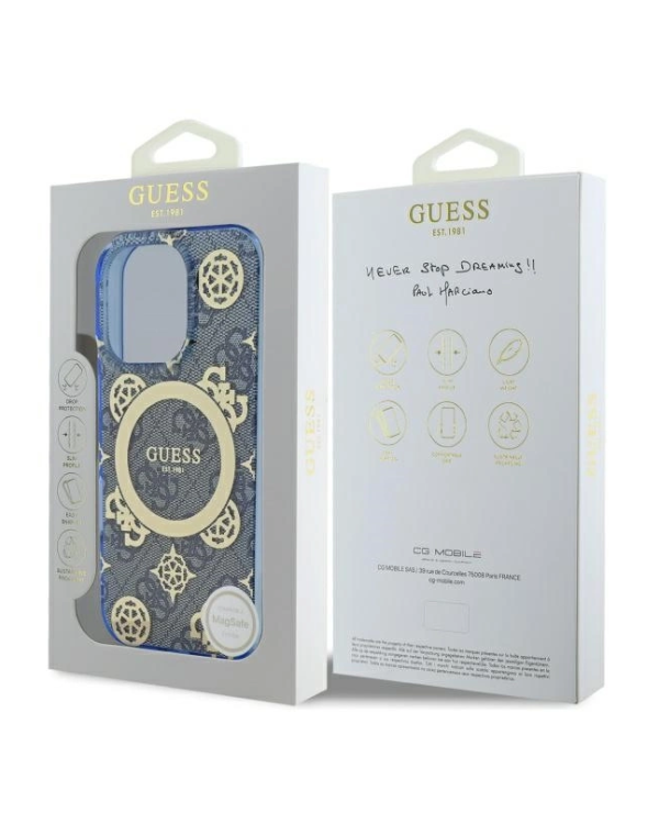 Guess IML Peony On 4G Background MagSafe Защитный Чехол для Apple iPhone 16 Pro