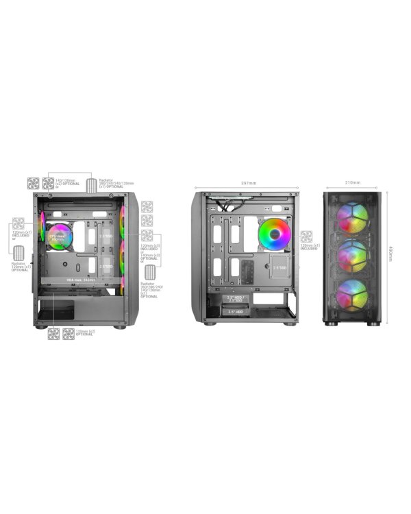 Mars Gaming MC-KX XXL Компьютерный корпус E-ATX / 5x FAN / ARGB Chroma