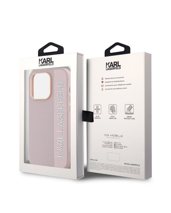 Дополнительное изображение книги «Karl Lagerfeld PU Saffiano Rhinestone Charm Case Защитный чехол для iPhone 15 Pro / розовый»