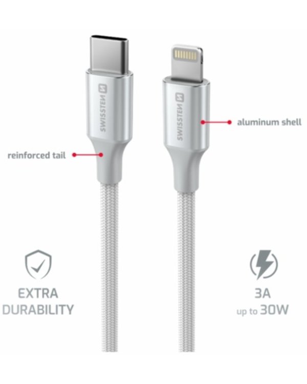 Swissten Textile II USB-C - Lightning Kабель для передачи данных и зарядки 1.5m
