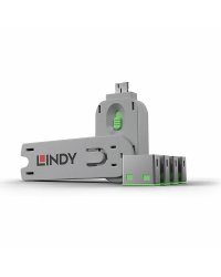 Lindy 40451 USB Type A Набор блокираторов порта 4шт + ключ / зелёный