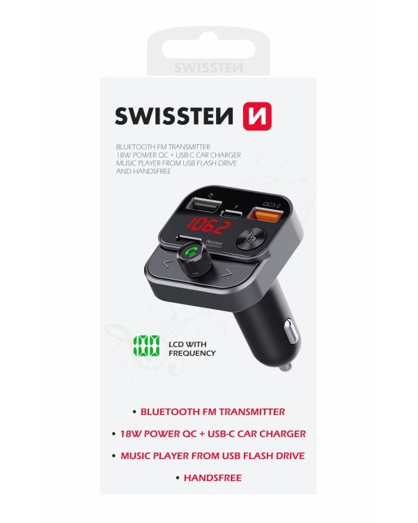 Swissten FM Трансмиттер 2x USB-A / USB-C / 30W