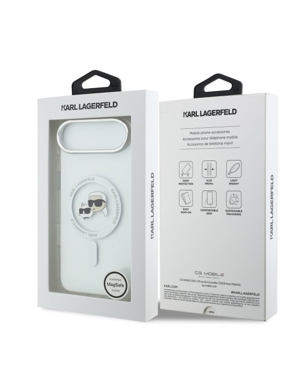 Karl Lagerfeld IML K&CH Heads Metal Frame MagSafe Case Защитный чехол для iPhone Air / прозрачный