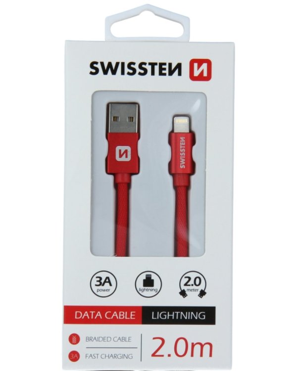 Swissten Textile Fast Charge 3A Lightning Кабель Для Зарядки и Переноса Данных 2m