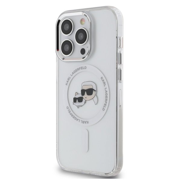Karl Lagerfeld IML K&CH Heads Metal Frame MagSafe Case Защитный чехол для iPhone 15 Pro / прозрачный
