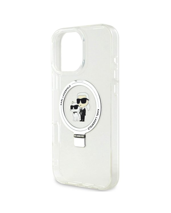 Karl Lagerfeld Ringstand Karl and Choupette MagSafe Защитный чехол для iPhone 16 Pro Max / белый