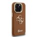 Guess PU Grained 4G Logo Stand Camera Frame Case Защитный чехол для iPhone 15 Pro / коричневый