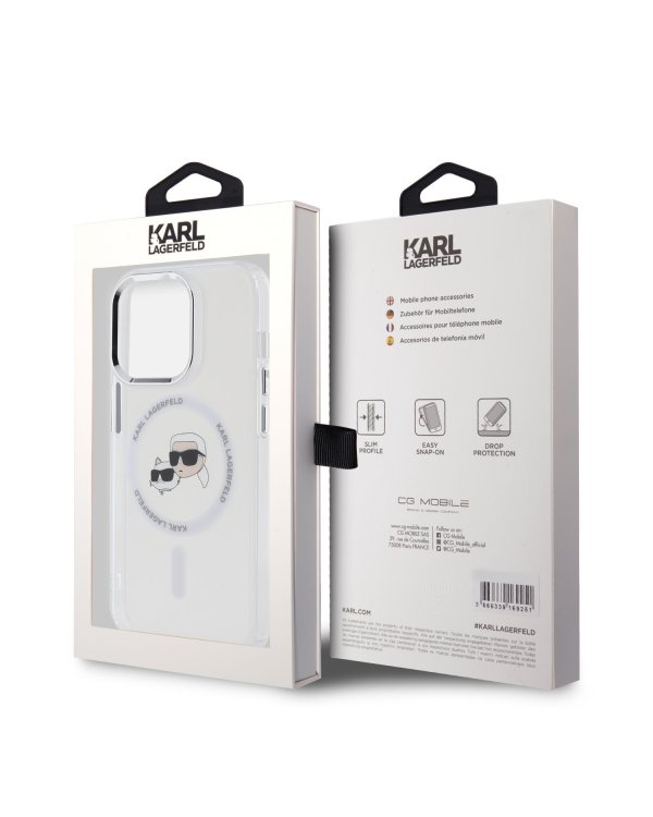 Karl Lagerfeld IML K&CH Heads Metal Frame MagSafe Защитный чехол для iPhone 15 Pro Max / прозрачный