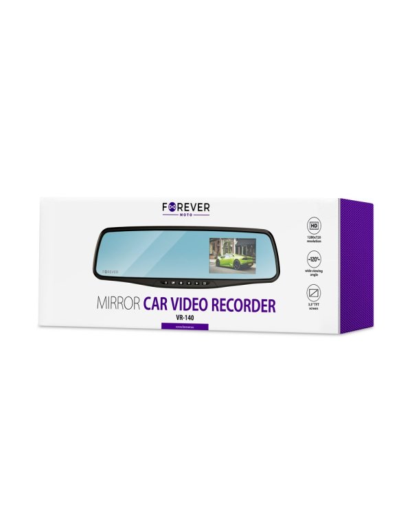 FOREVER VR-140 Mirror Видео регистратор HD / microSD / LCD 3.5''