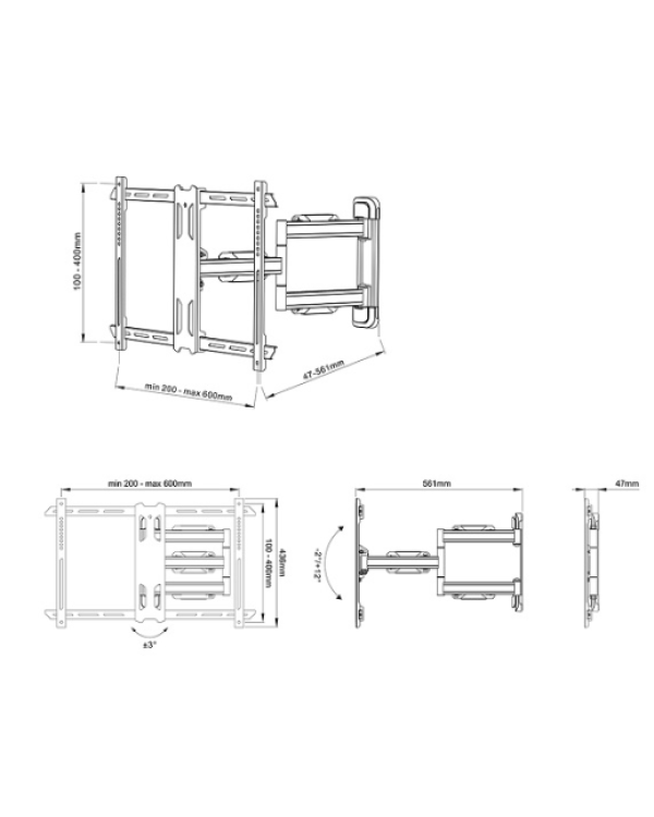 MULTIBRACKETS MB-2758 Настенный кронштейн для телевизоров līdz 70" / 40kg