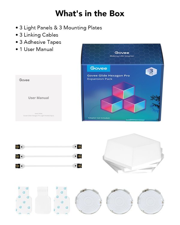 Govee B6066 Hexa Pro RGBIC LED Smart Panel Bluetooth / Wi-Fi / 10pcs