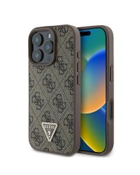Guess Leather 4G Triangle Strass Защитный Чехол для Apple iPhone 16 Pro Max